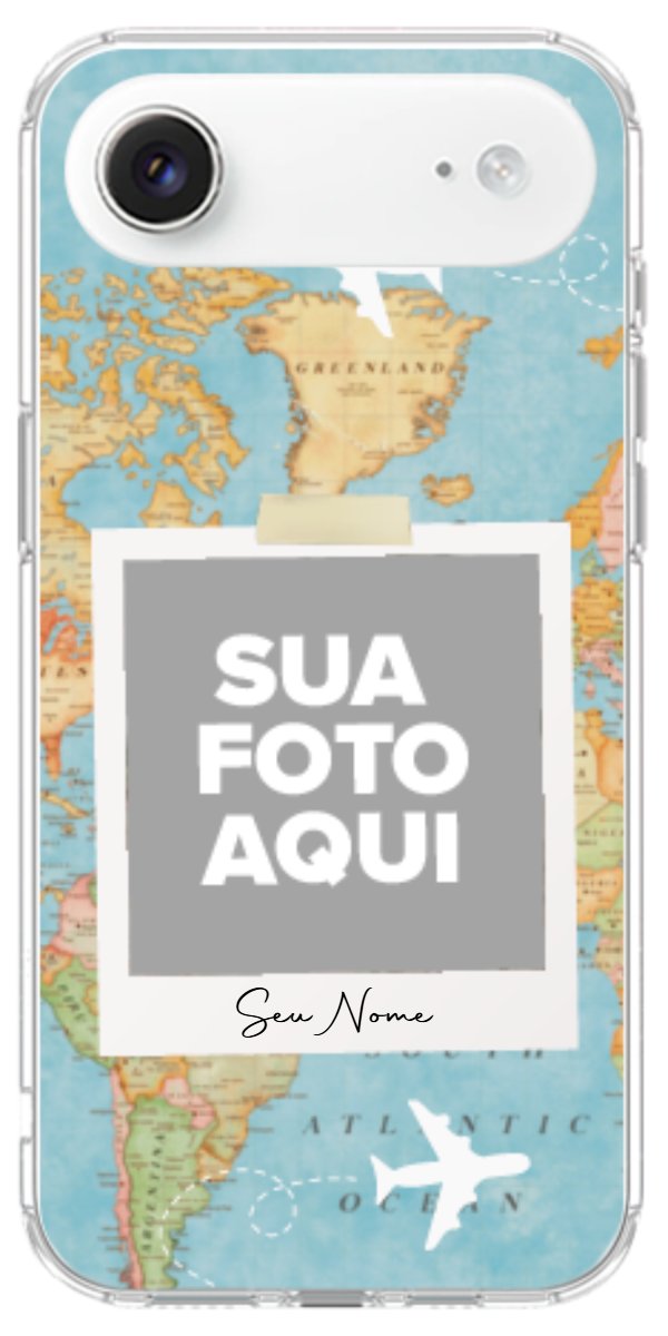 Capinha para Celular Polaroid Mapa Mundi