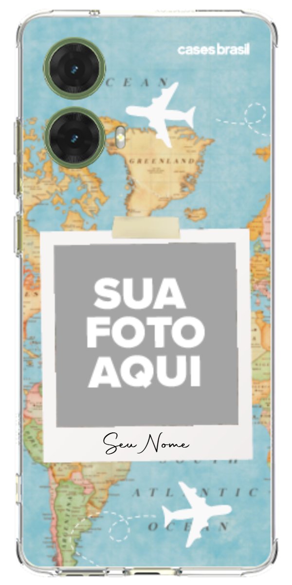 Capinha para Celular Polaroid Mapa Mundi