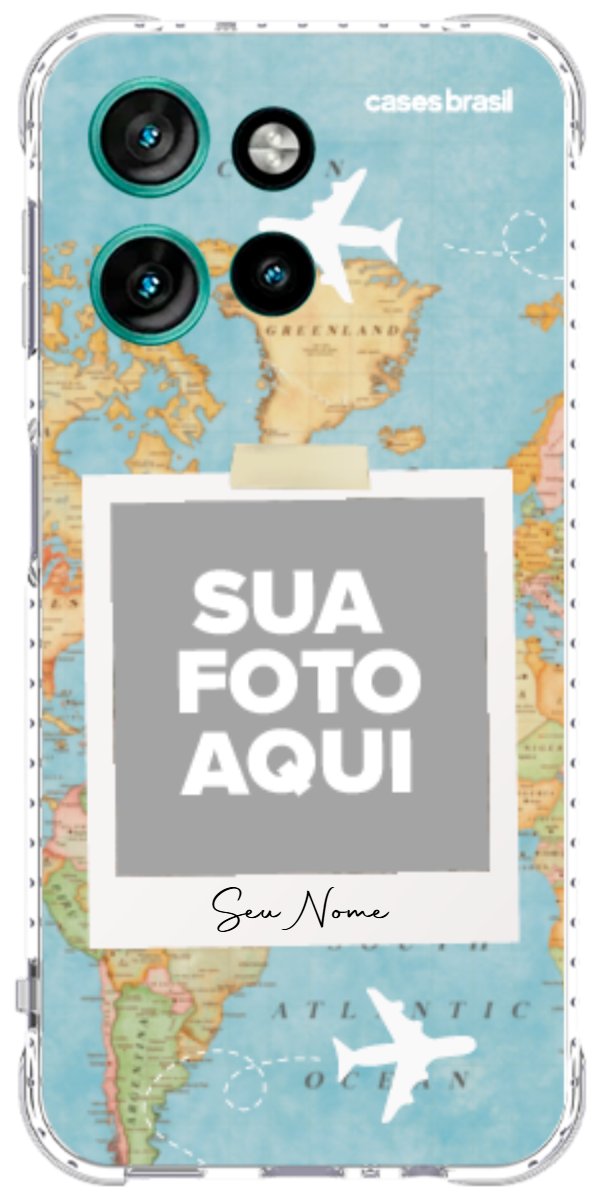 Capinha para Celular Polaroid Mapa Mundi