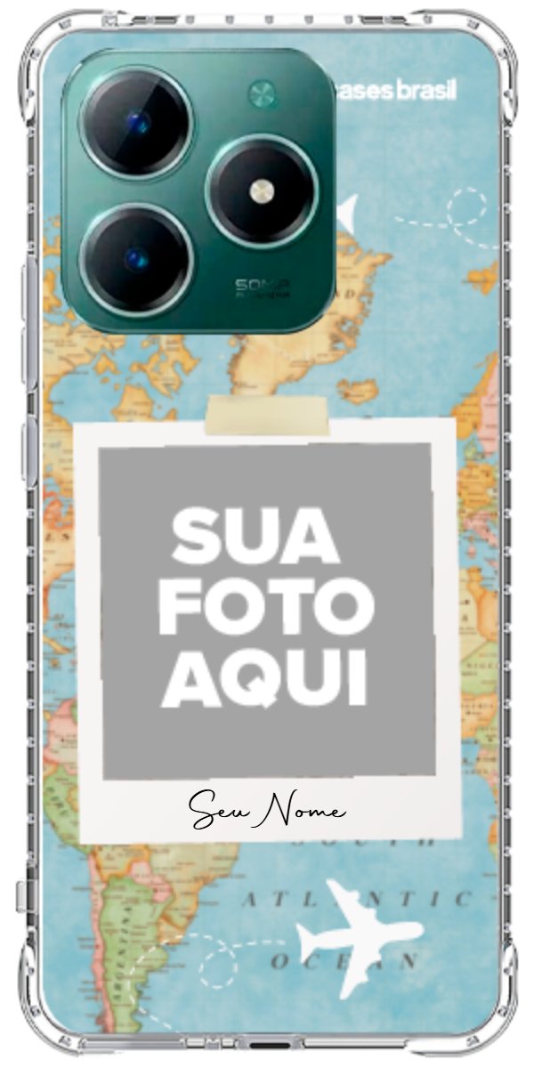 Capinha para Celular Polaroid Mapa Mundi