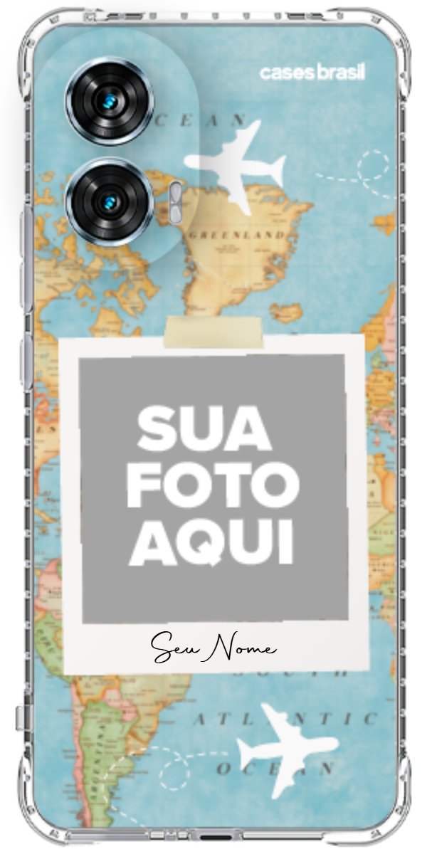 Capinha para Celular Polaroid Mapa Mundi