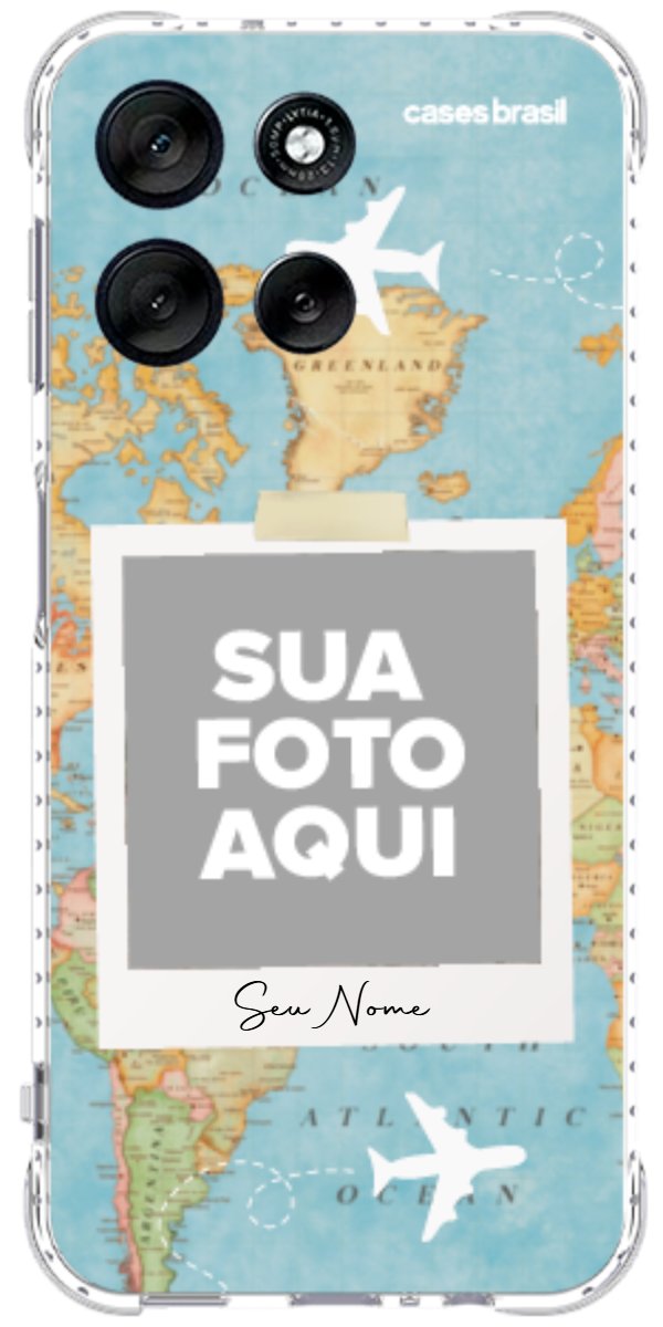 Capinha para Celular Polaroid Mapa Mundi