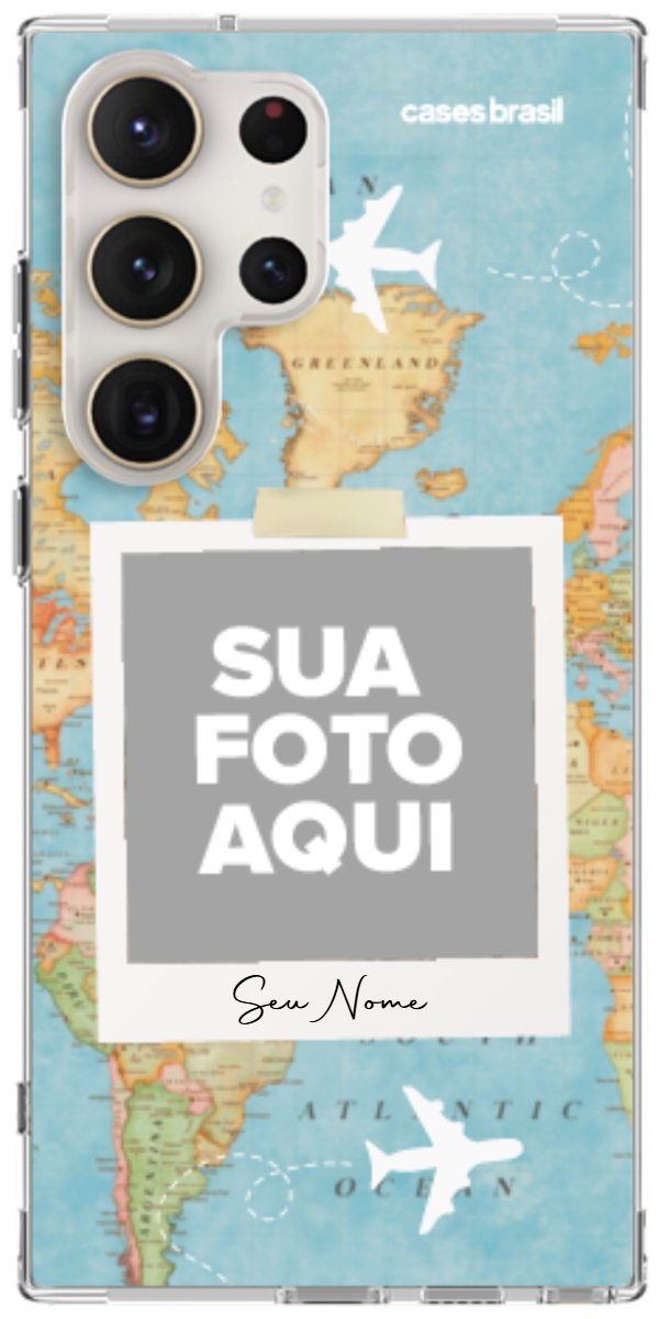 Capinha para Celular Polaroid Mapa Mundi