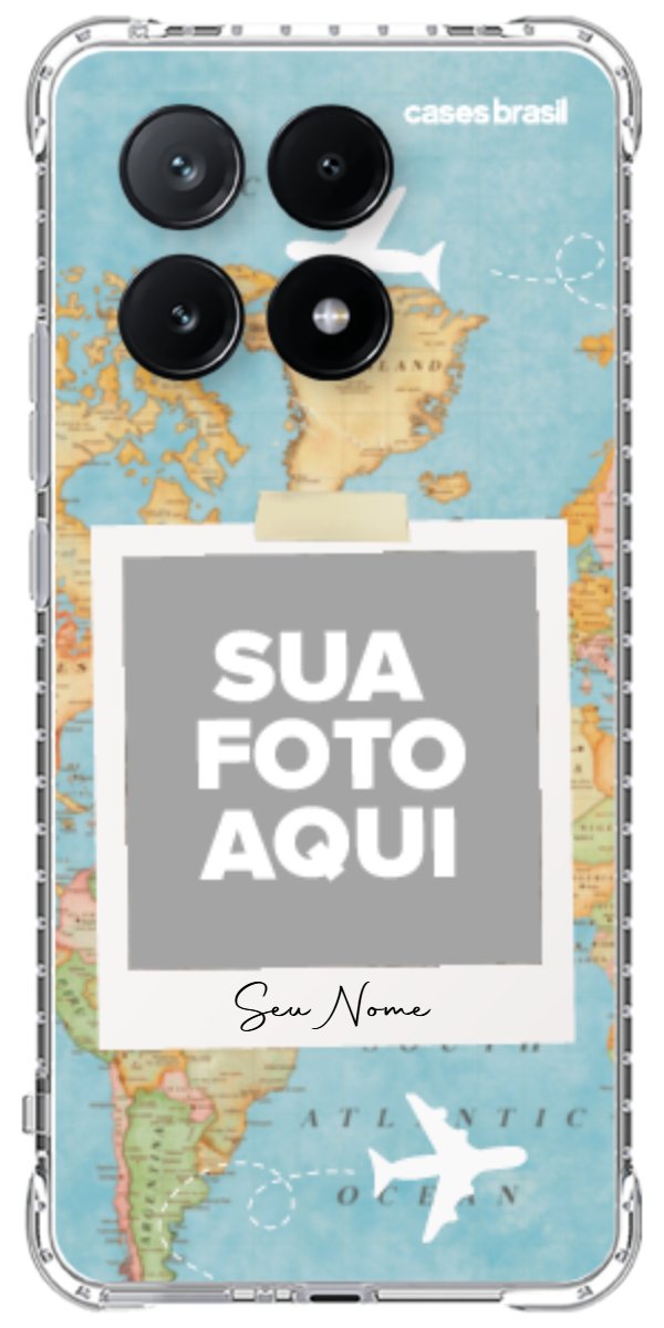Capinha para Celular Polaroid Mapa Mundi