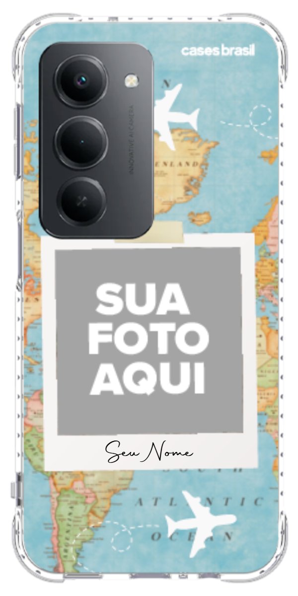 Capinha para Celular Polaroid Mapa Mundi