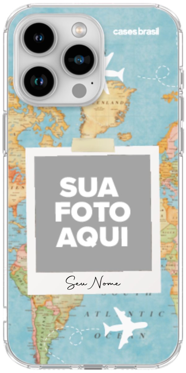 Capinha para Celular Polaroid Mapa Mundi