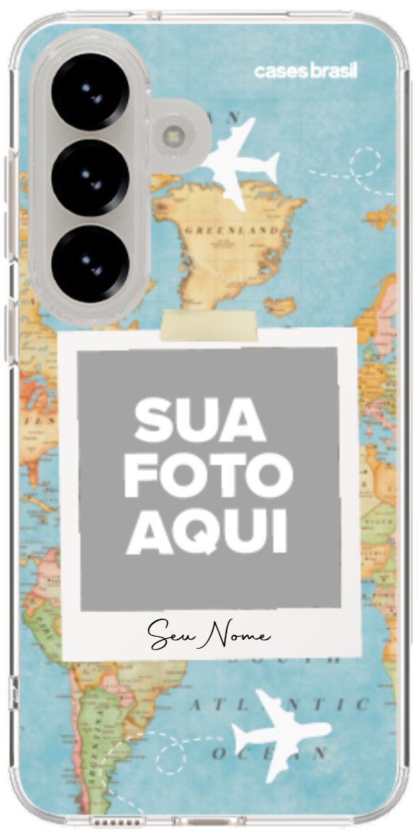 Capinha para Celular Polaroid Mapa Mundi