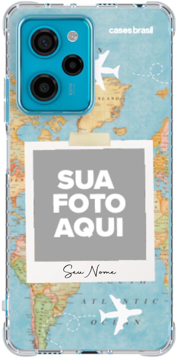 Capinha para Celular Polaroid Mapa Mundi