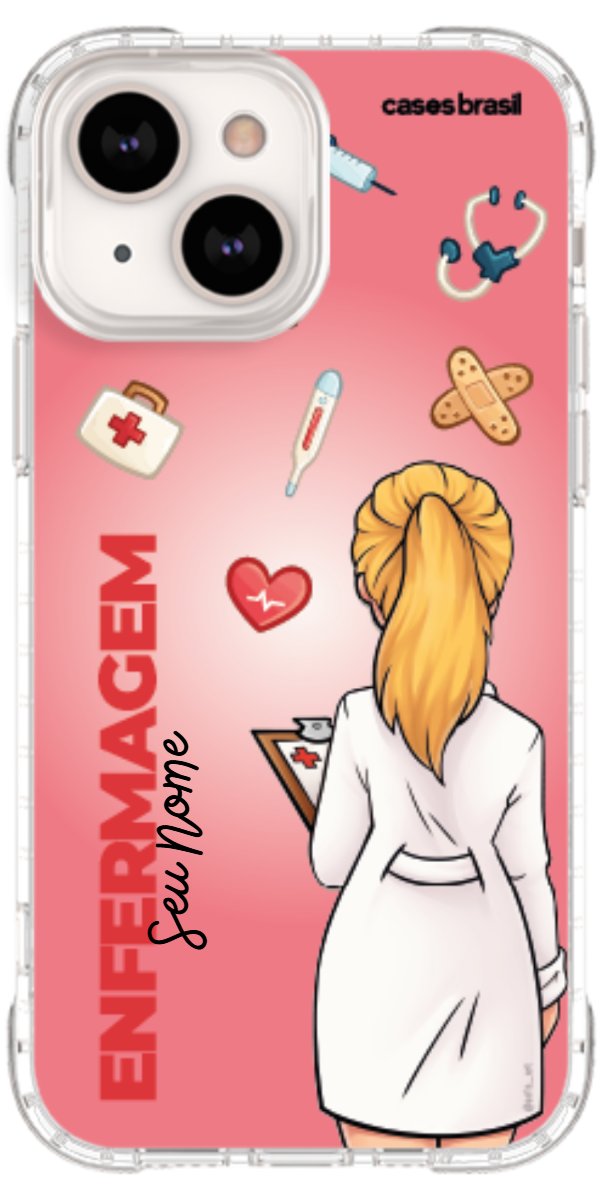 Capinha para celular Enfermagem - Boneca Profissão Com Fundo