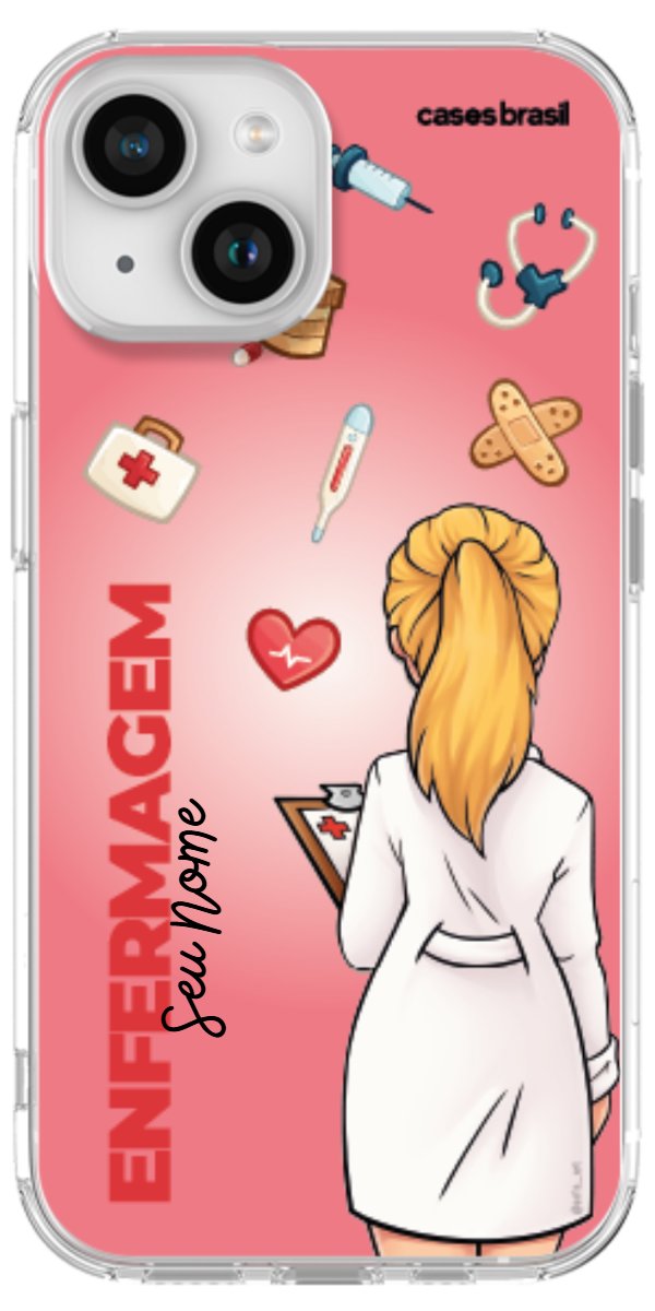 Capinha para celular Enfermagem - Boneca Profissão Com Fundo