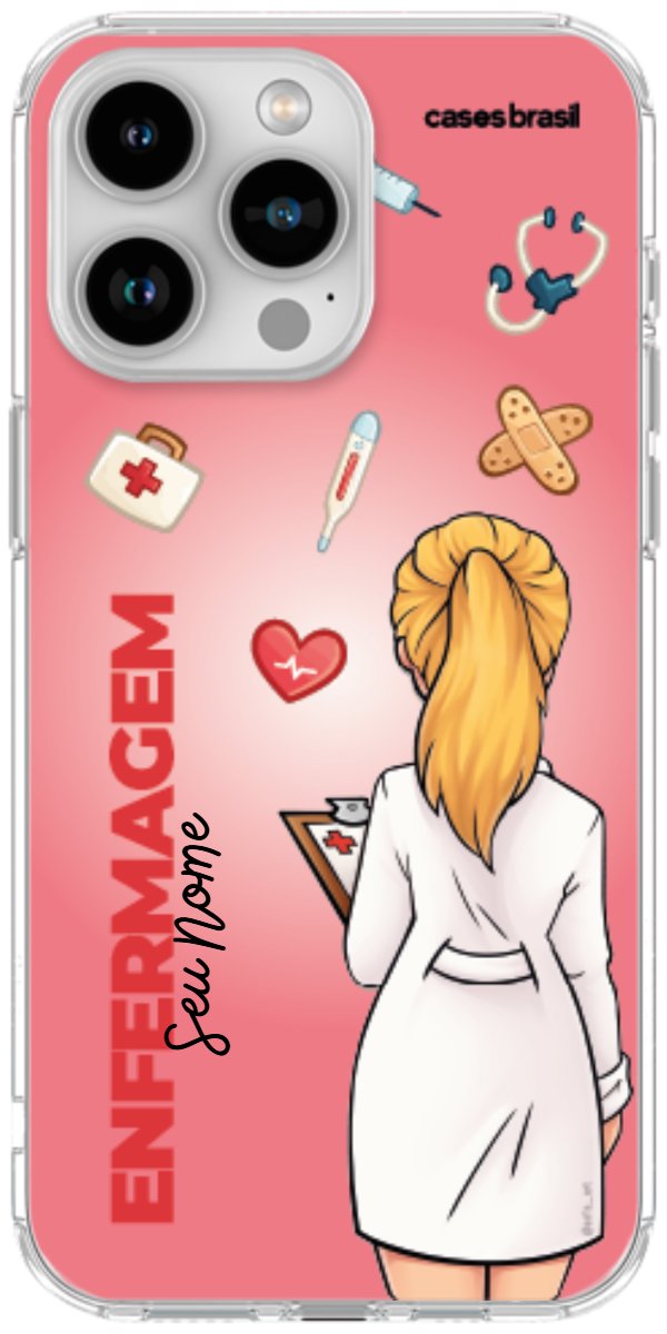 Capinha para celular Enfermagem - Boneca Profissão Com Fundo