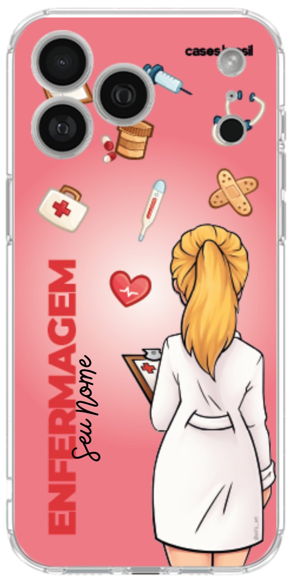 Capinha para celular Enfermagem - Boneca Profissão Com Fundo
