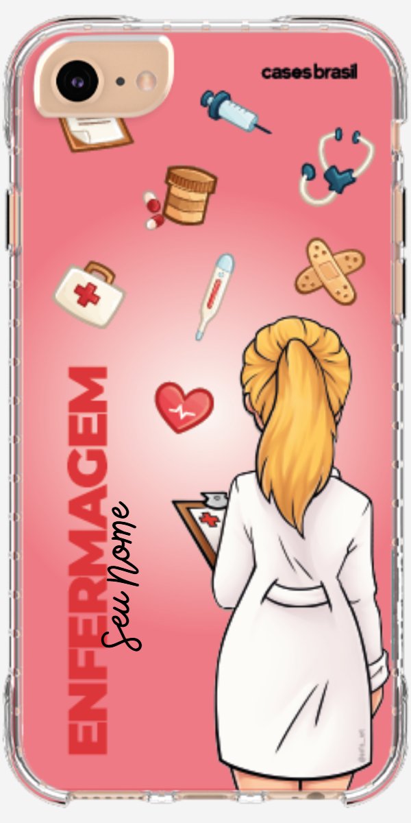 Capinha para celular Enfermagem - Boneca Profissão Com Fundo