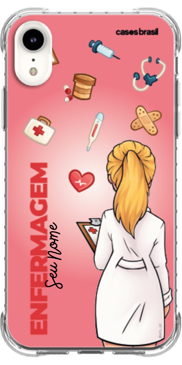 Capinha para celular Enfermagem - Boneca Profissão Com Fundo