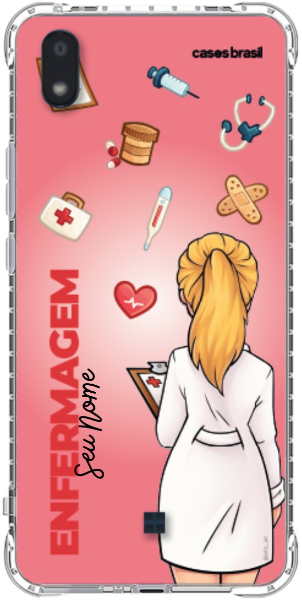 Capinha para celular Enfermagem - Boneca Profissão Com Fundo