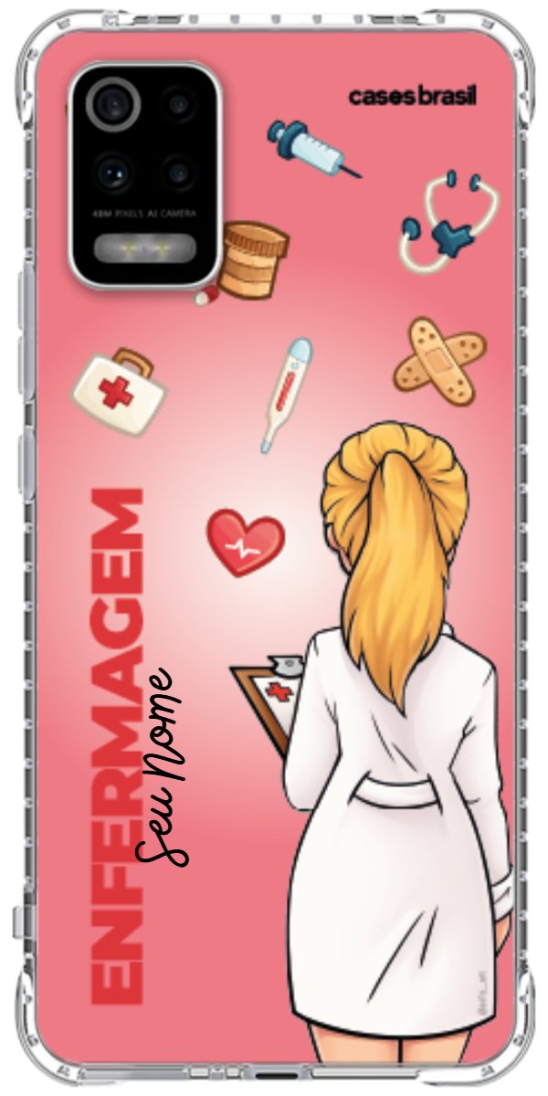 Capinha para celular Enfermagem - Boneca Profissão Com Fundo