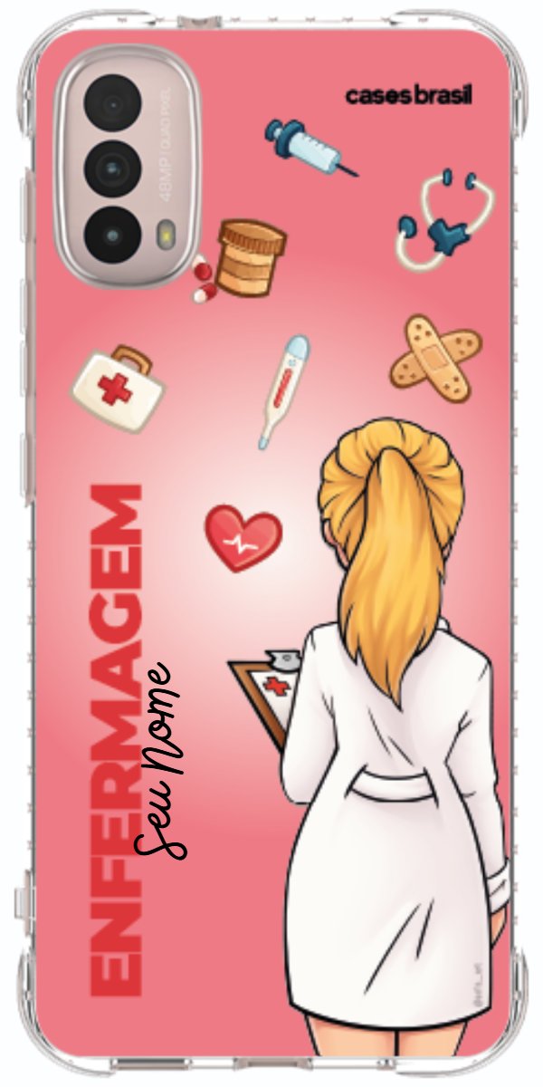 Capinha para celular Enfermagem - Boneca Profissão Com Fundo