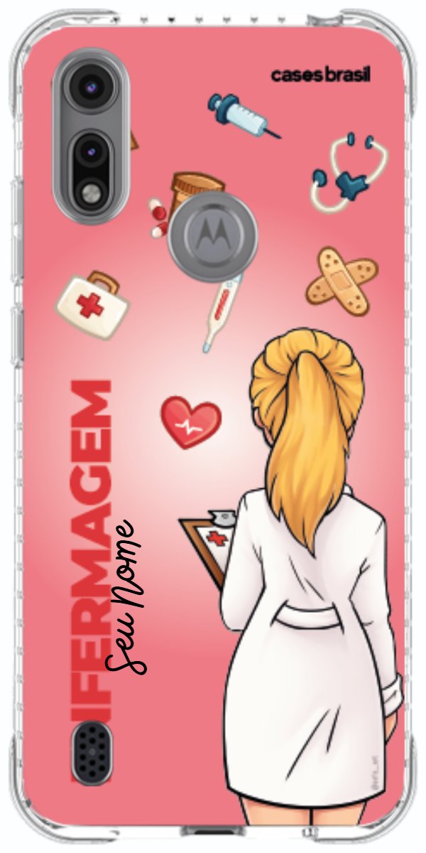 Capinha para celular Enfermagem - Boneca Profissão Com Fundo