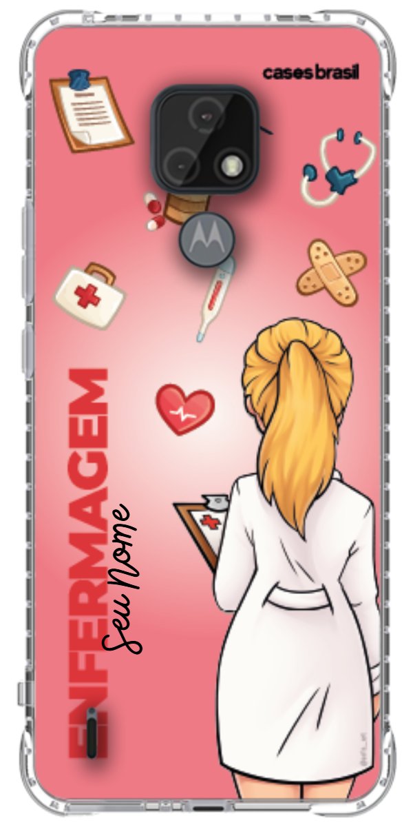 Capinha para celular Enfermagem - Boneca Profissão Com Fundo