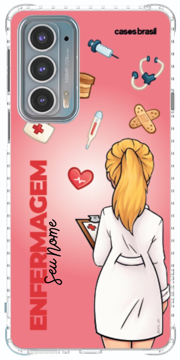 Capinha para celular Enfermagem - Boneca Profissão Com Fundo