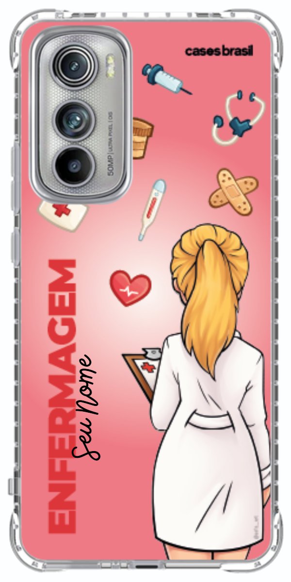 Capinha para celular Enfermagem - Boneca Profissão Com Fundo