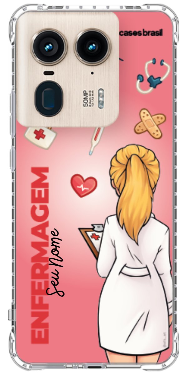 Capinha para celular Enfermagem - Boneca Profissão Com Fundo