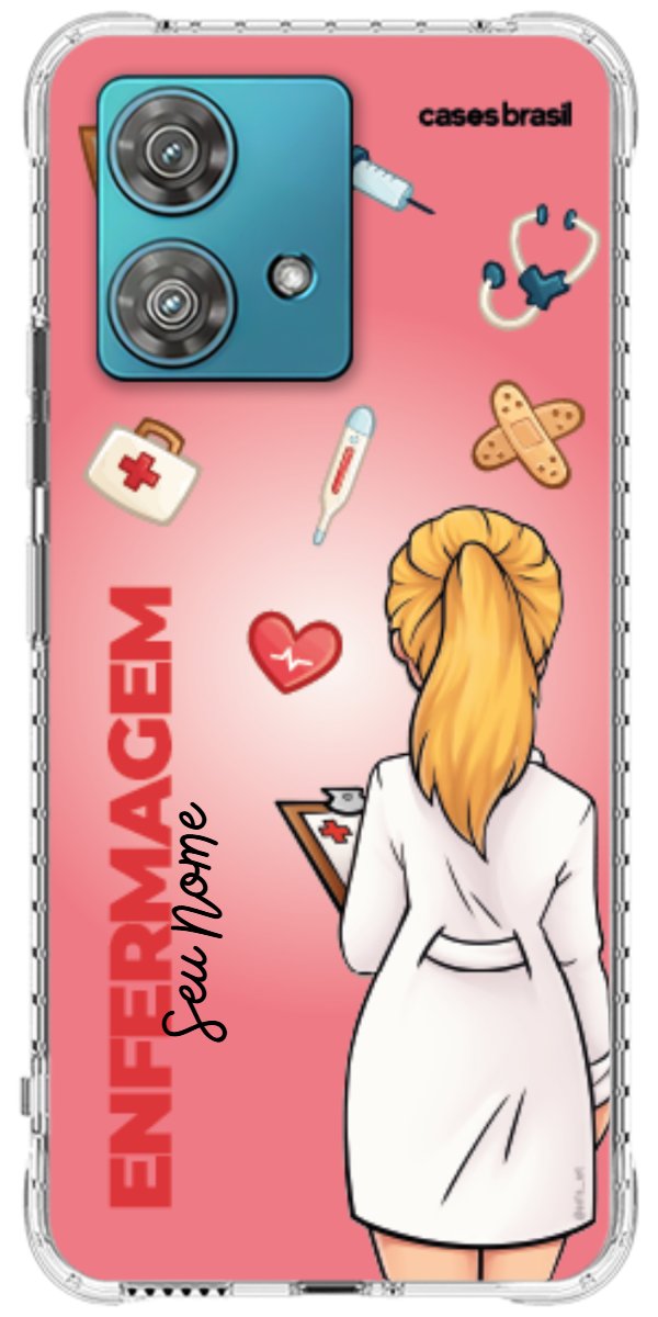 Capinha para celular Enfermagem - Boneca Profissão Com Fundo