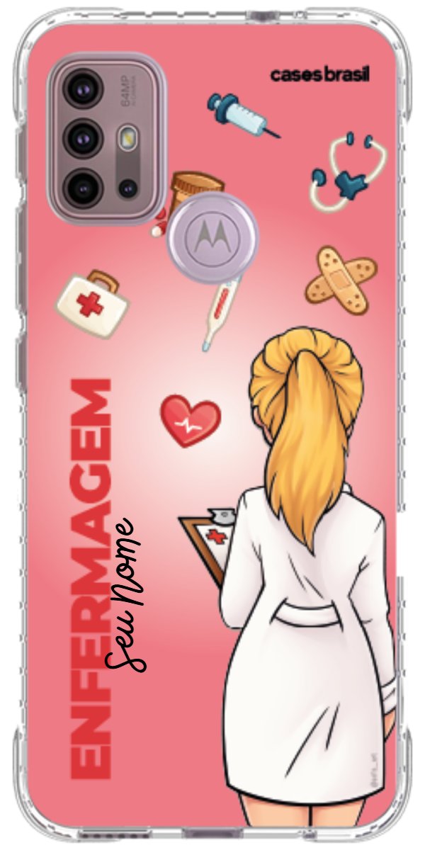 Capinha para celular Enfermagem - Boneca Profissão Com Fundo