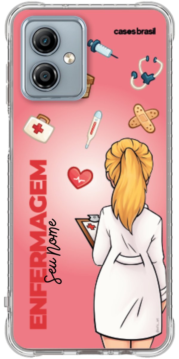 Capinha para celular Enfermagem - Boneca Profissão Com Fundo