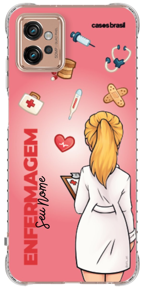 Capinha para celular Enfermagem - Boneca Profissão Com Fundo