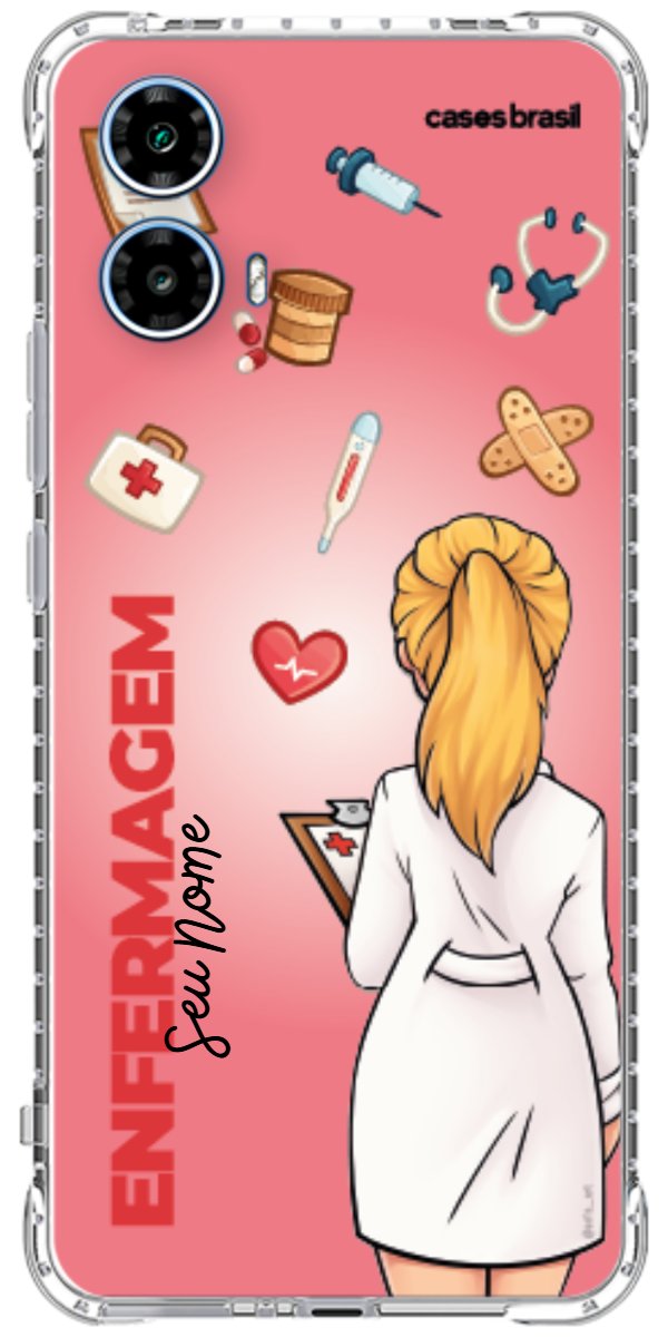 Capinha para celular Enfermagem - Boneca Profissão Com Fundo
