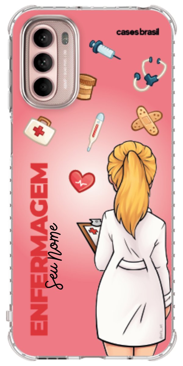 Capinha para celular Enfermagem - Boneca Profissão Com Fundo