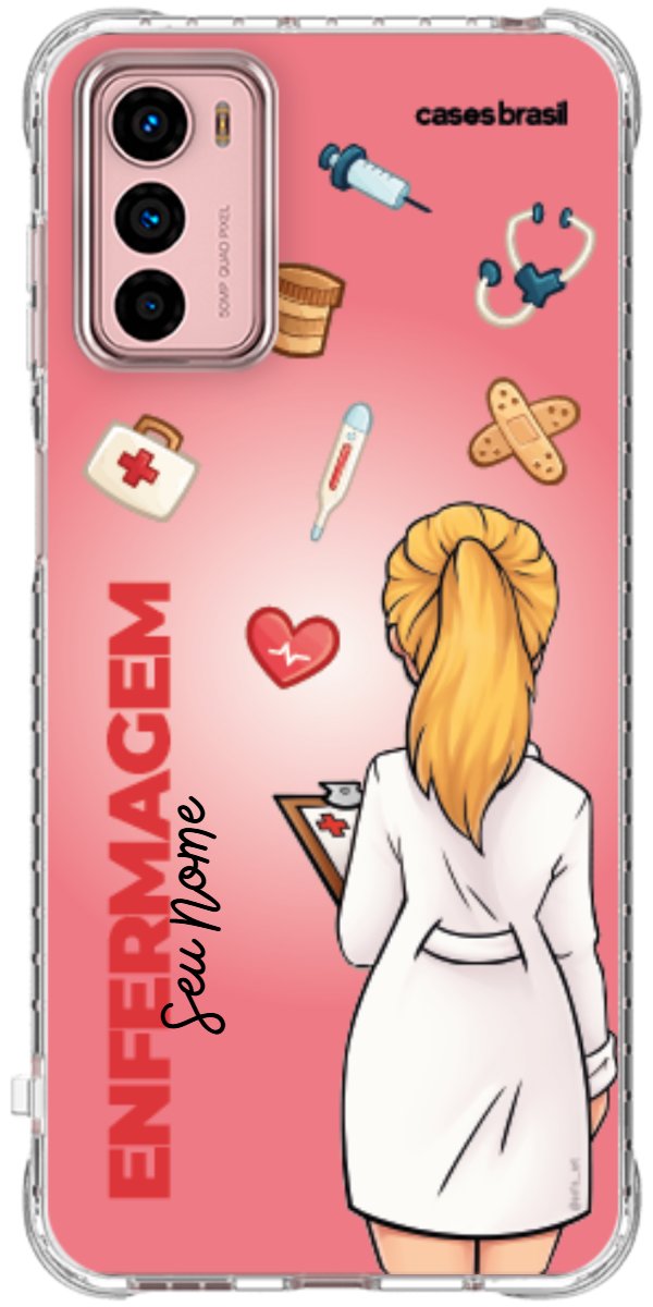 Capinha para celular Enfermagem - Boneca Profissão Com Fundo