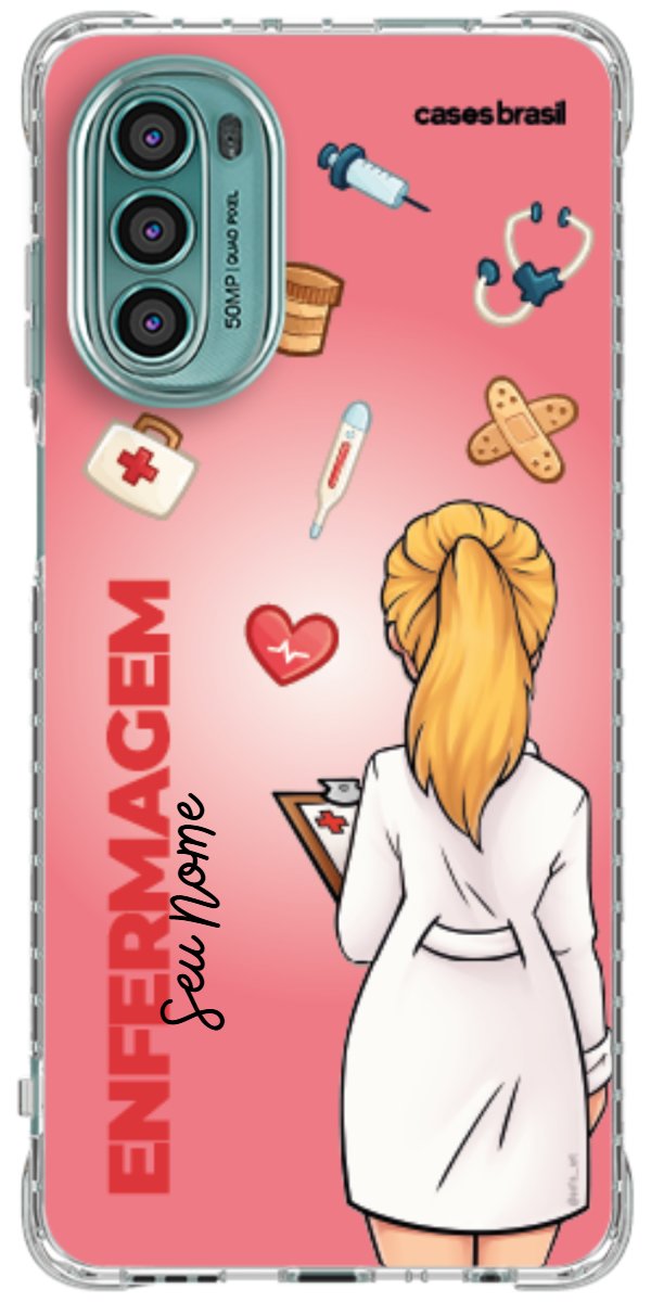 Capinha para celular Enfermagem - Boneca Profissão Com Fundo