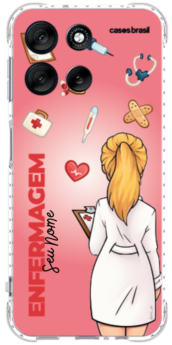 Capinha para celular Enfermagem - Boneca Profissão Com Fundo