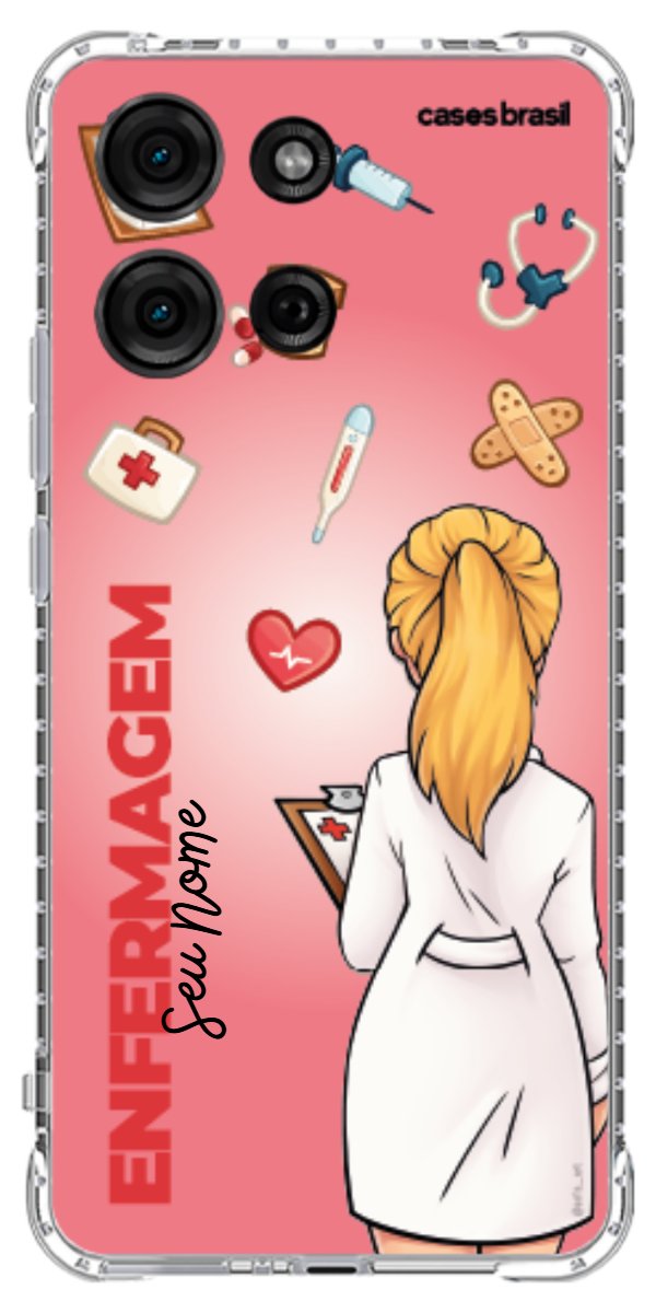 Capinha para celular Enfermagem - Boneca Profissão Com Fundo