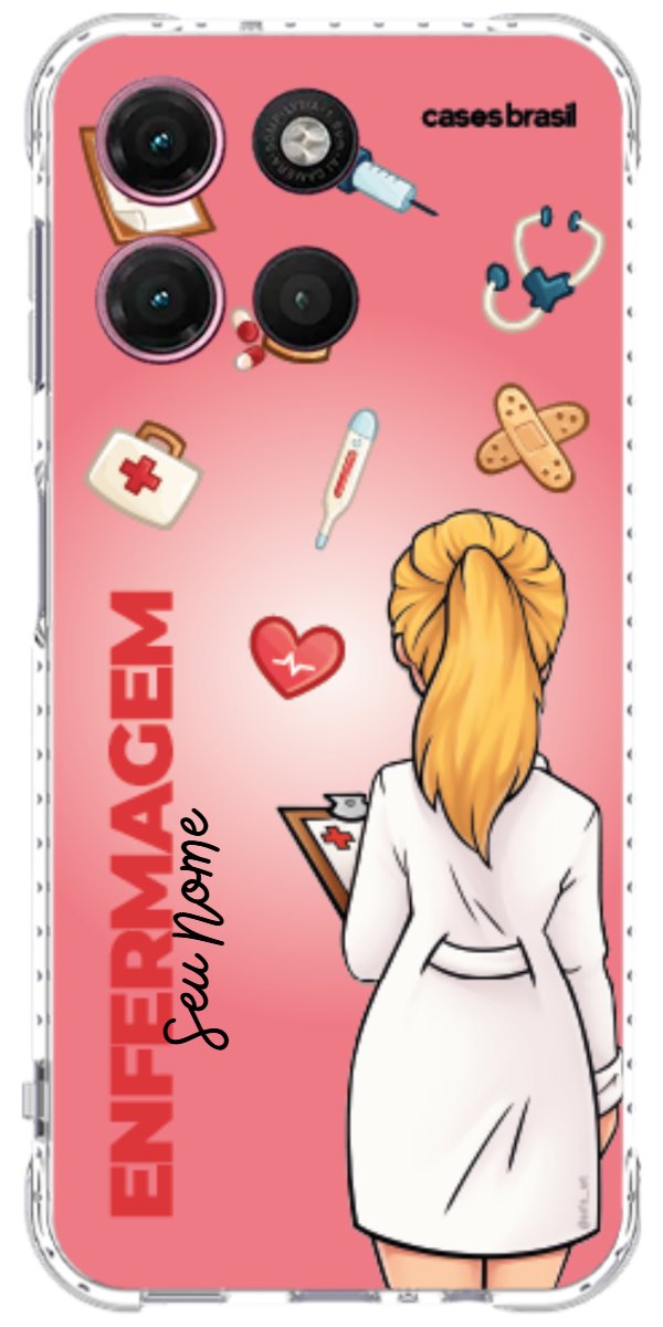 Capinha para celular Enfermagem - Boneca Profissão Com Fundo