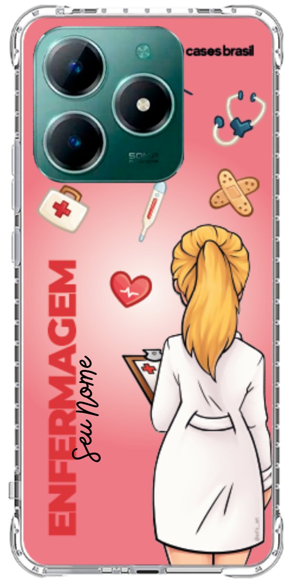 Capinha para celular Enfermagem - Boneca Profissão Com Fundo