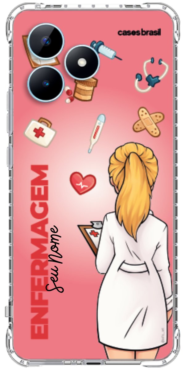 Capinha para celular Enfermagem - Boneca Profissão Com Fundo