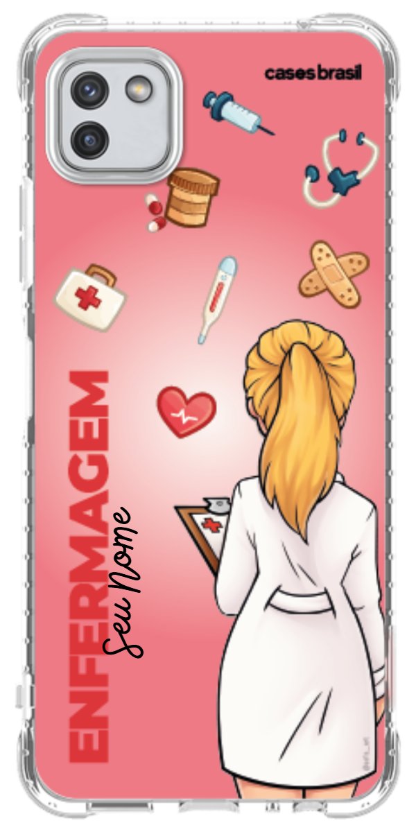 Capinha para celular Enfermagem - Boneca Profissão Com Fundo
