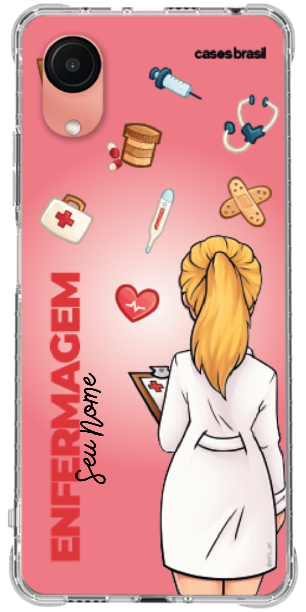 Capinha para celular Enfermagem - Boneca Profissão Com Fundo
