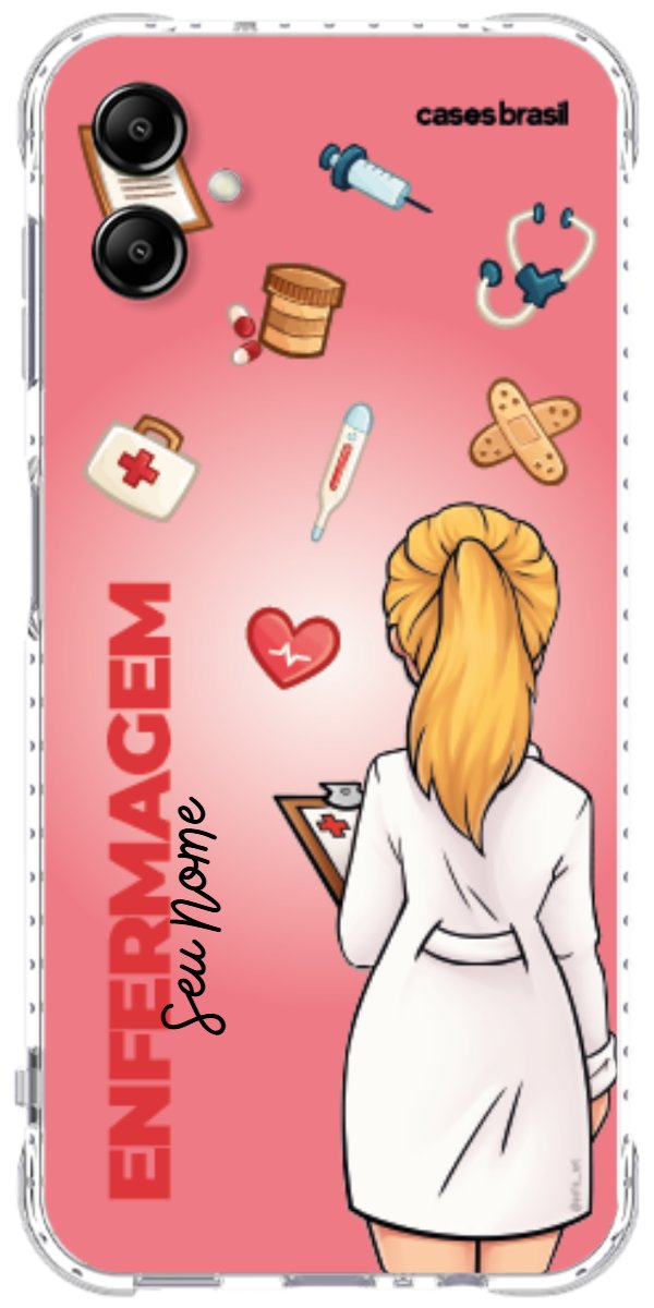 Capinha para celular Enfermagem - Boneca Profissão Com Fundo