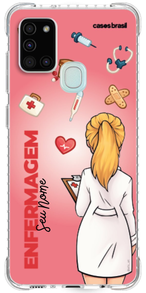 Capinha para celular Enfermagem - Boneca Profissão Com Fundo