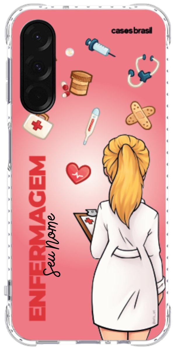Capinha para celular Enfermagem - Boneca Profissão Com Fundo