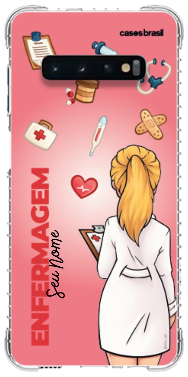 Capinha para celular Enfermagem - Boneca Profissão Com Fundo