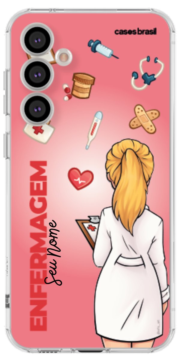Capinha para celular Enfermagem - Boneca Profissão Com Fundo
