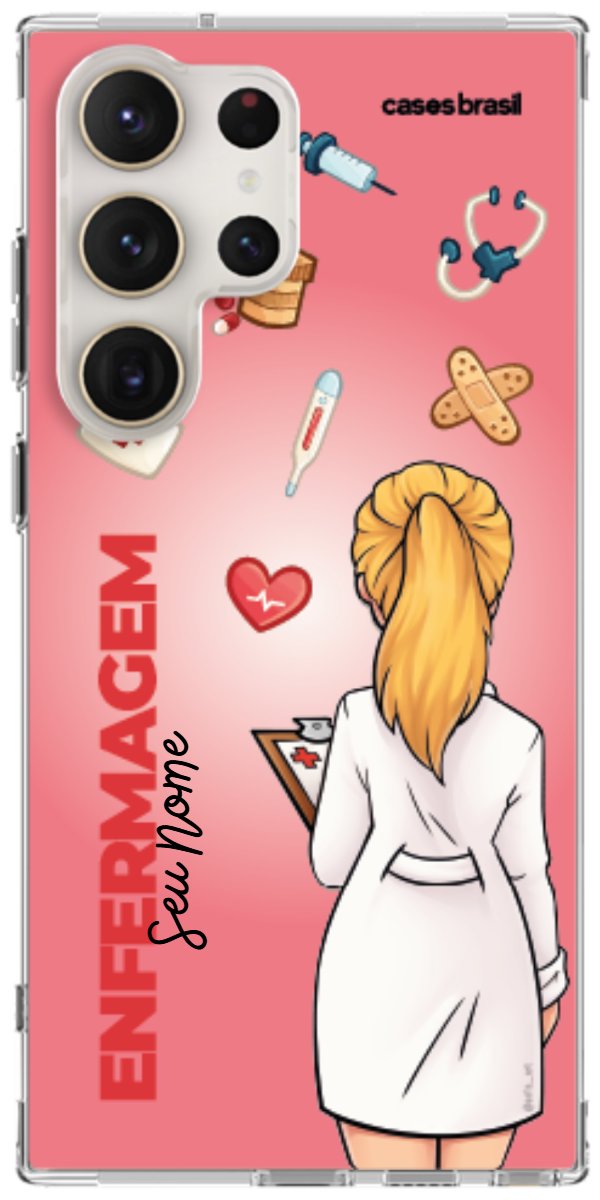 Capinha para celular Enfermagem - Boneca Profissão Com Fundo