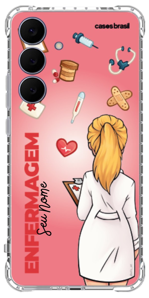 Capinha para celular Enfermagem - Boneca Profissão Com Fundo