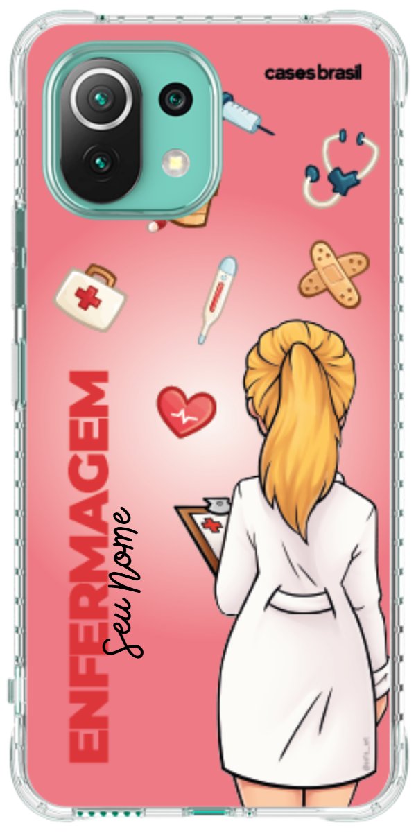 Capinha para celular Enfermagem - Boneca Profissão Com Fundo