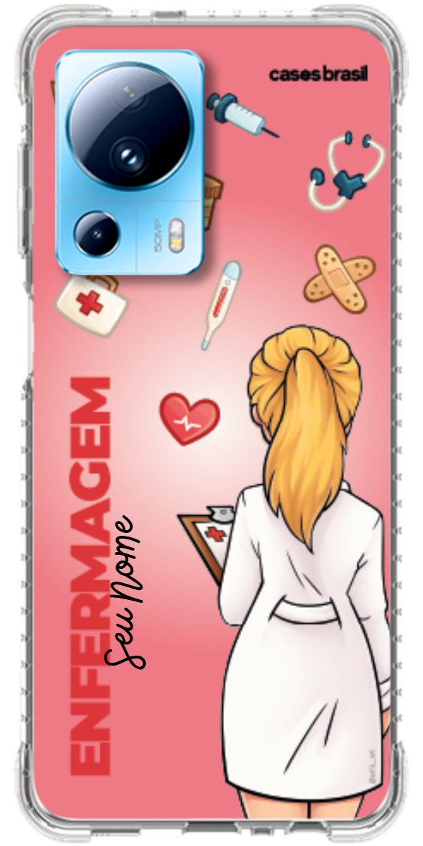 Capinha para celular Enfermagem - Boneca Profissão Com Fundo